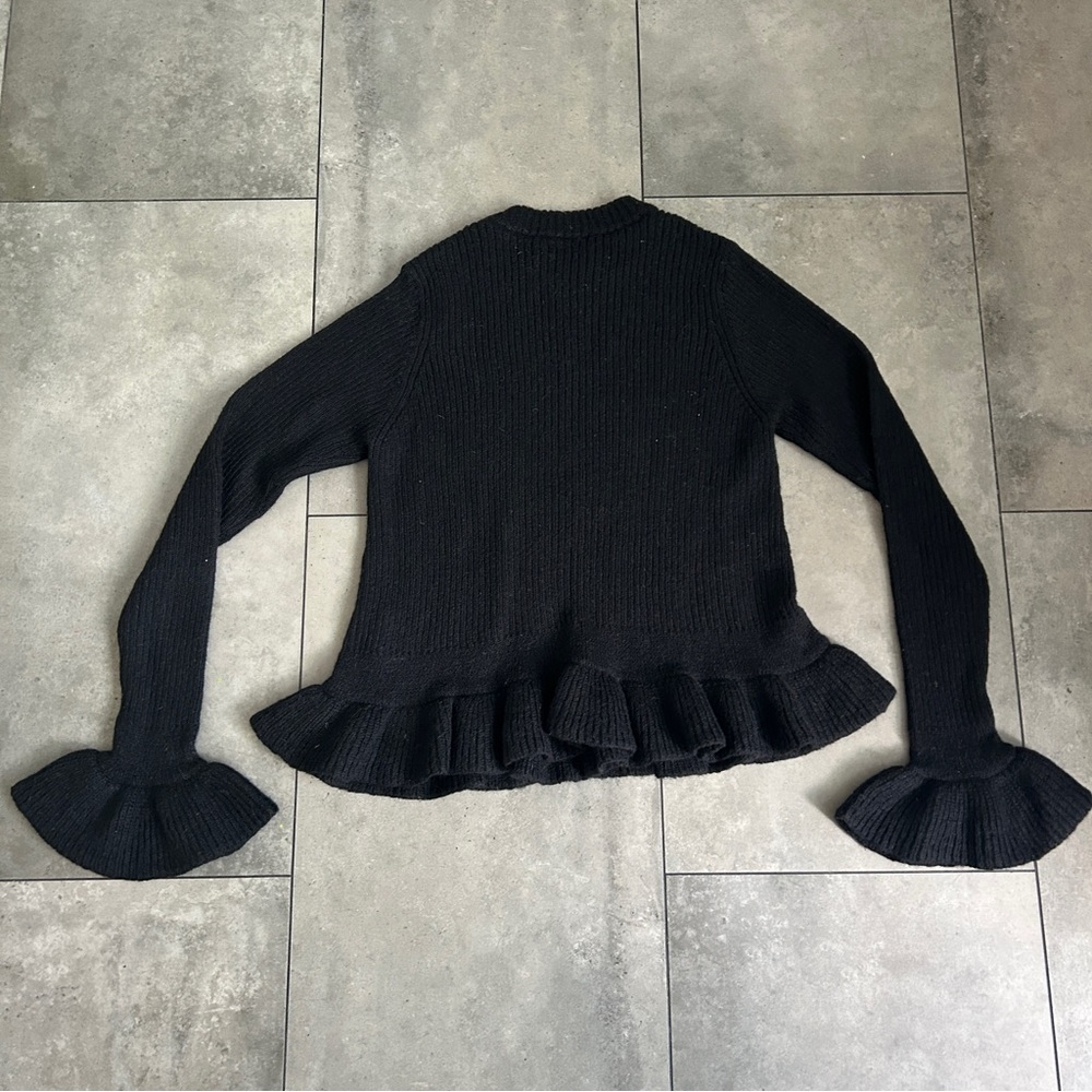 Ulla Johnson nadine pullover sweater black alpaca silk blend ruffle hem small - Picture 6 of 6